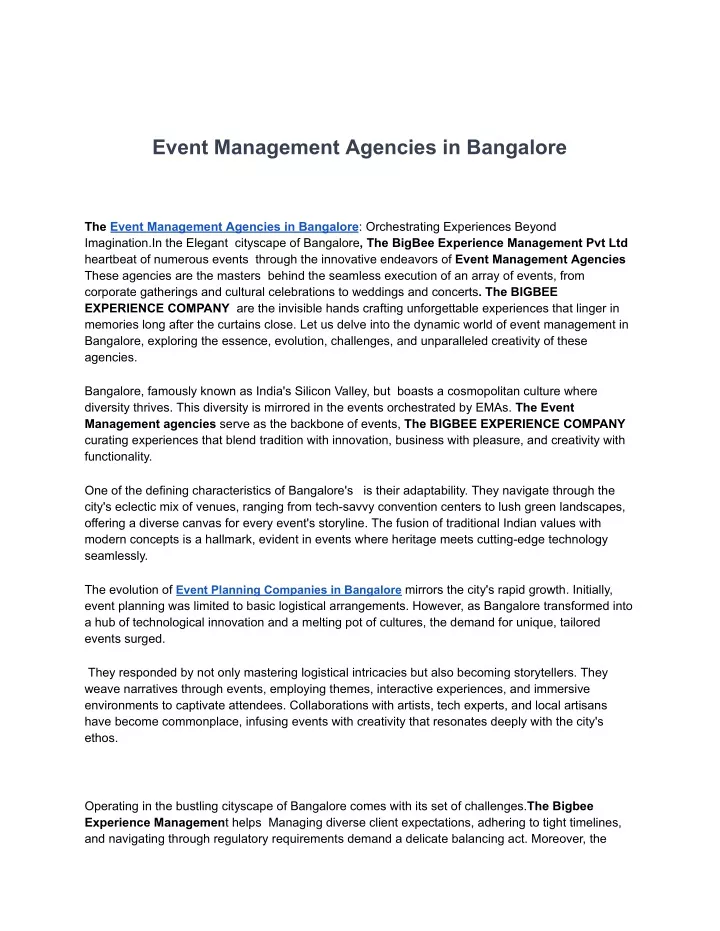 event management agencies in bangalore