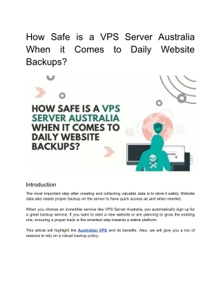 How safe is a VPS server Australia when it comes to daily website backups