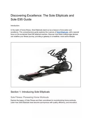 Discovering Excellence_ The Sole Ellipticals and Sole E95 Guide