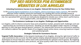 top SEO services for ecommerce websites in Los Angeles