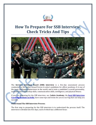 How To Prepare For SSB Interview, Check Tricks And Tips