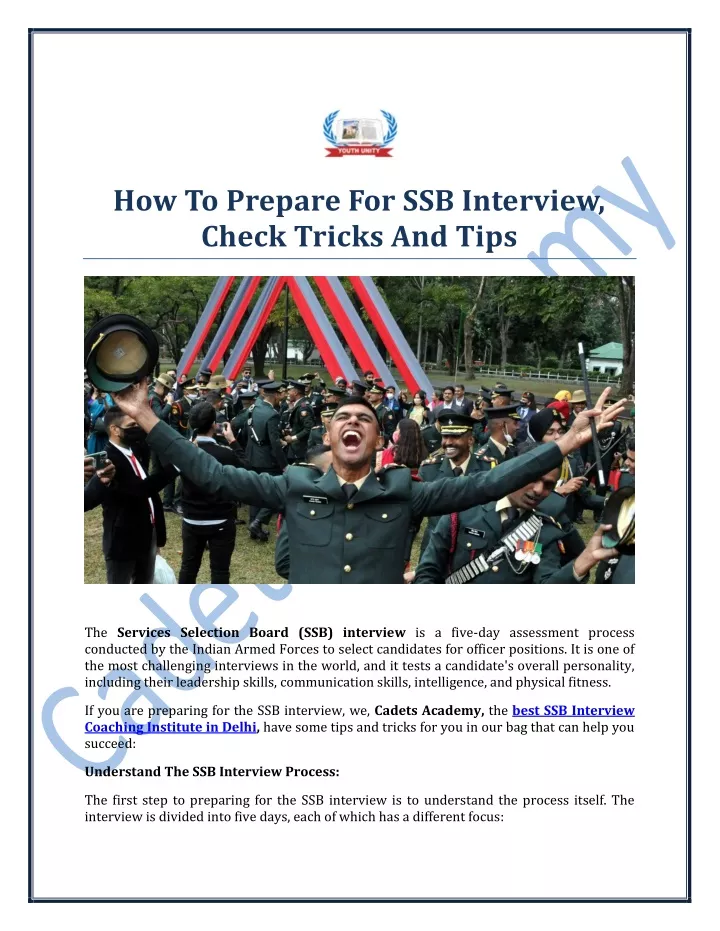 how to prepare for ssb interview check tricks