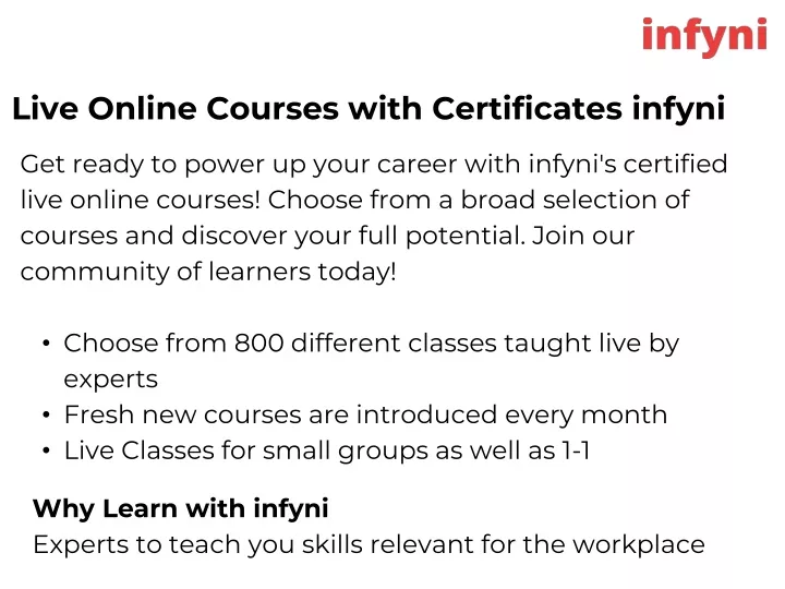 live online courses with certificates infyni