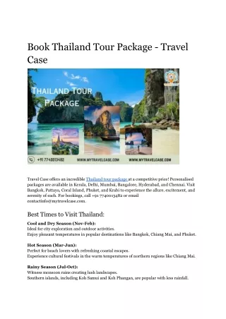 Book Thailand Tour Package - Travel Case