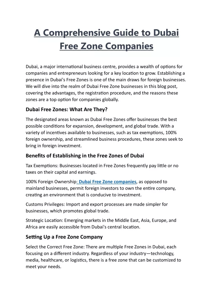 a comprehensive guide to dubai free zone companies