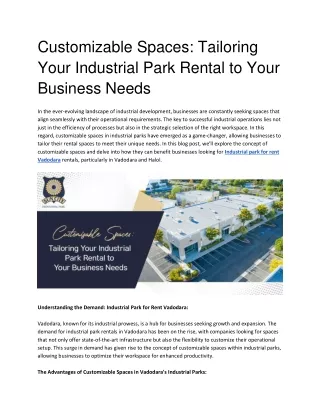 Customizable Spaces_ Tailoring Your Industrial Park Rental to Your Business Needs