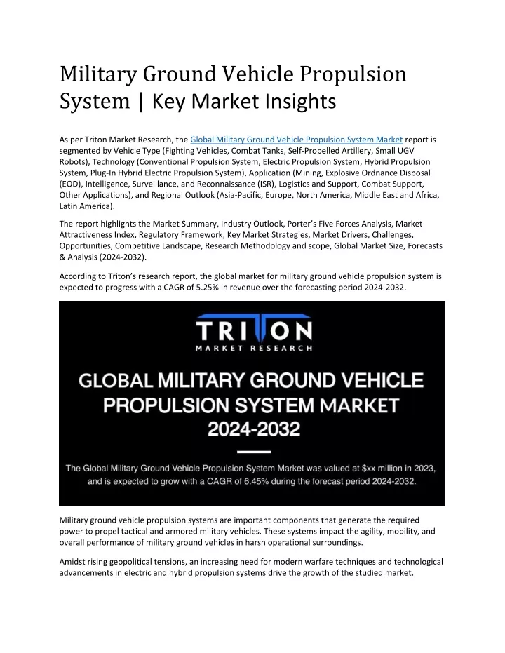 military ground vehicle propulsion system