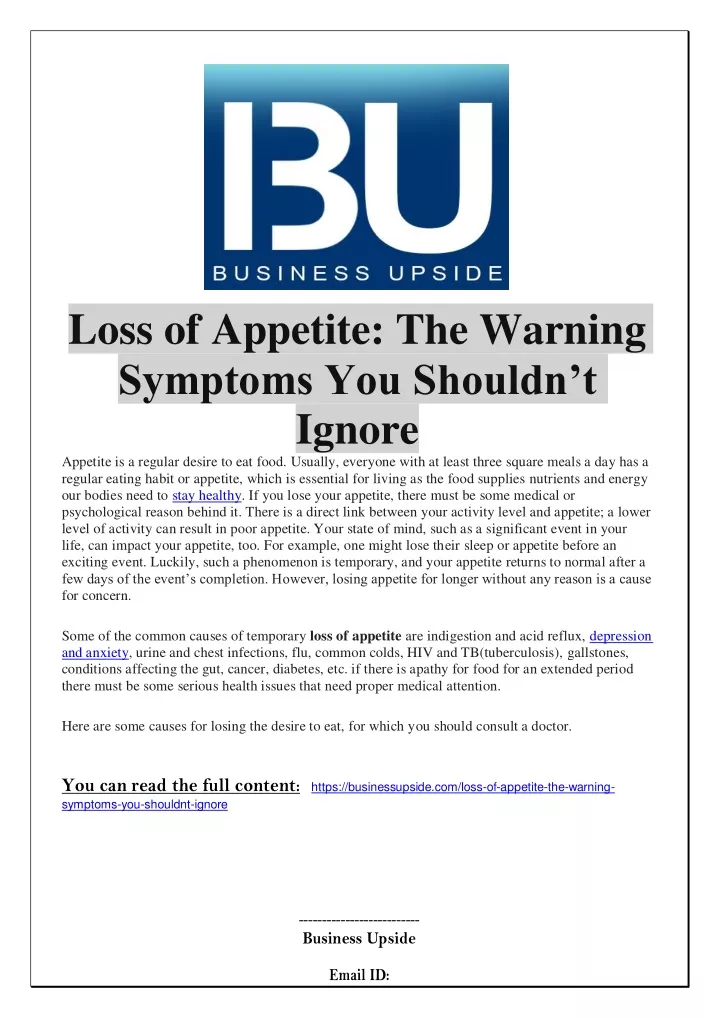 loss of appetite the warning symptoms you shouldn