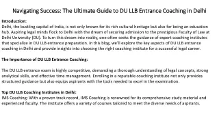 The Ultimate Guide to DU LLB Entrance Coaching in Delhi