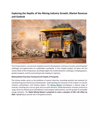 exploring the depths of the mining industry