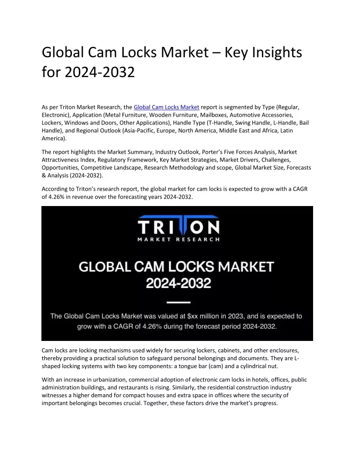 global cam locks market key insights for 2024 2032