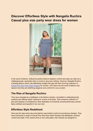 Discover Effortless Style with Nangalia Ruchira Casual plus size party wear dress for women