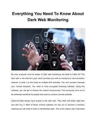 Everything You Need To Know About Dark Web Monitoring