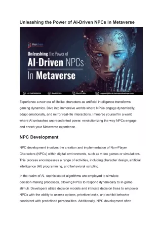 Unleashing the Power of AI-Driven NPCs In Metaverse