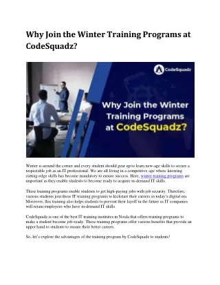 Why Join the Winter Training Programs at CodeSquadz