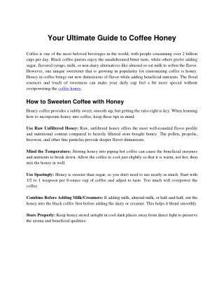 your ultimate guide to coffee honey