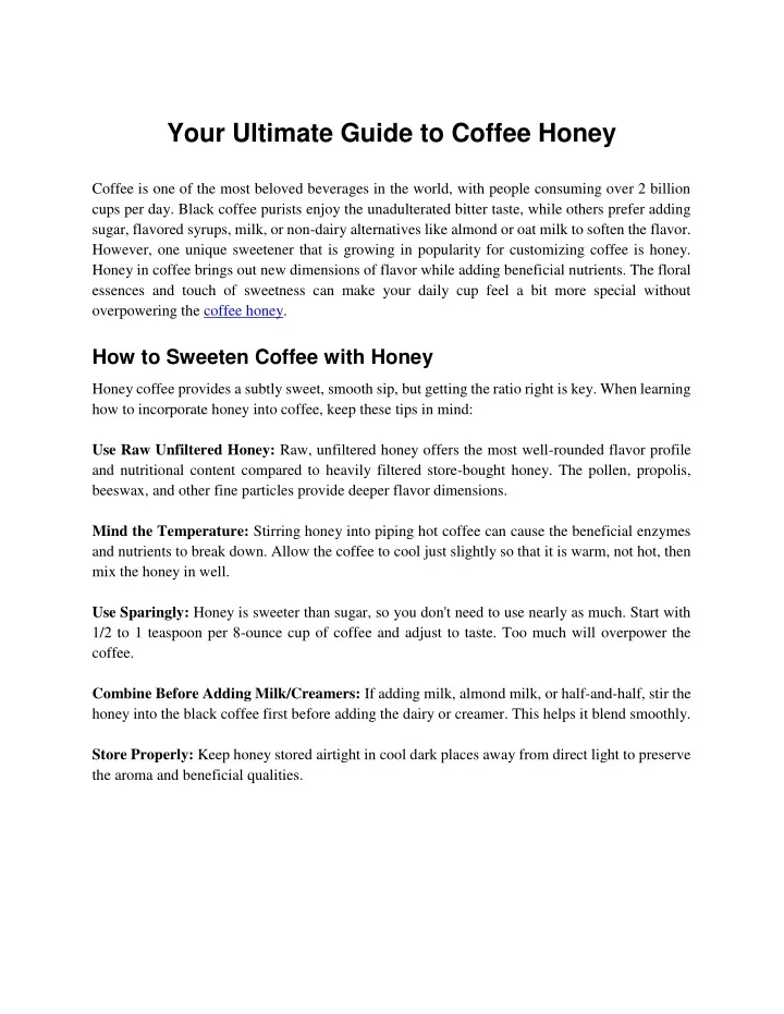 your ultimate guide to coffee honey