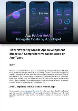 Navigating Mobile App Development Budgets A Comprehensive Guide Based on App Types