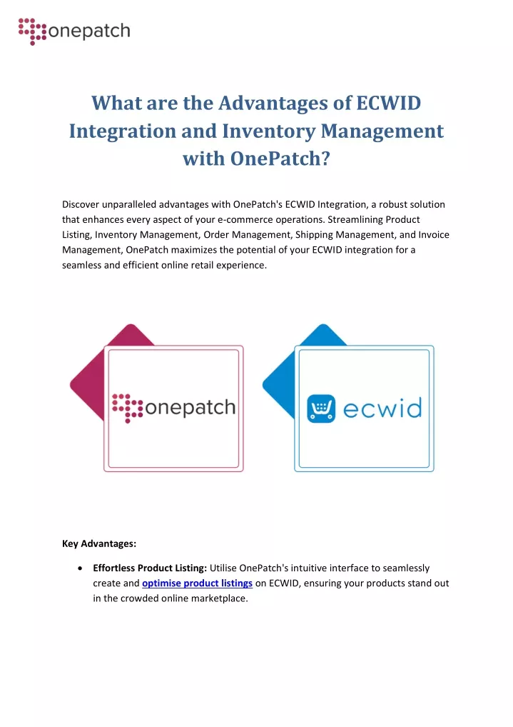 what are the advantages of ecwid integration