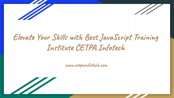 elevate your skills with best javascript training