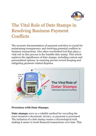 The Vital Role of Date Stamps in Resolving Business Payment Conflicts