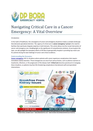Navigating Critical Care in a Cancer Emergency A Vital Overview