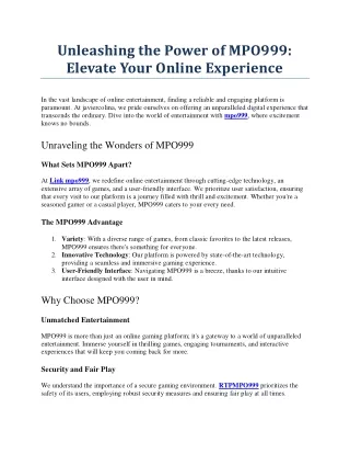 unleashing the power of mpo999 elevate your