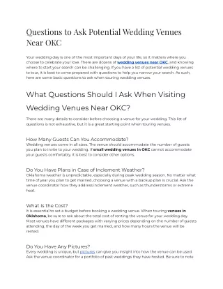 Questions To Ask Potential Wedding Venues Near OKC