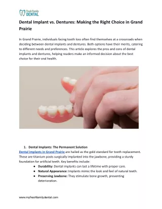 Dental Implant vs. Dentures_ Making the Right Choice in Grand Prairie