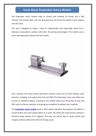 know about snapmaker rotary module