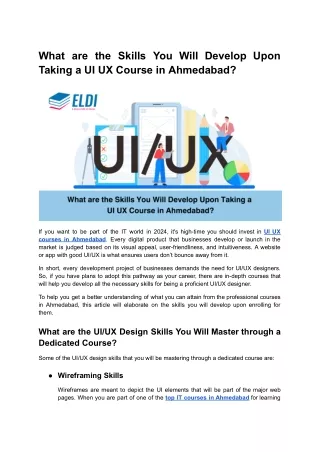 what are the skills you will develop upon taking