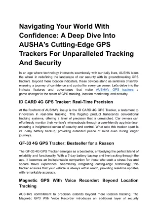 Navigating Your World With Confidence_ A Deep Dive Into AUSHA's Cutting-Edge GPS Trackers For Unparalleled Tracking And