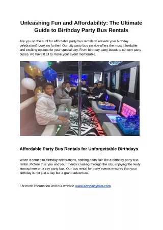 Unleashing Fun and Affordability_ The Ultimate Guide to Birthday Party Bus Rentals