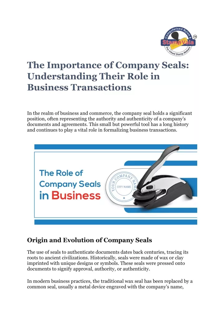 the importance of company seals understanding