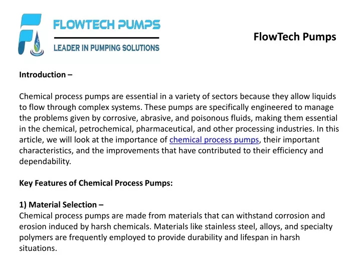 flowtech pumps