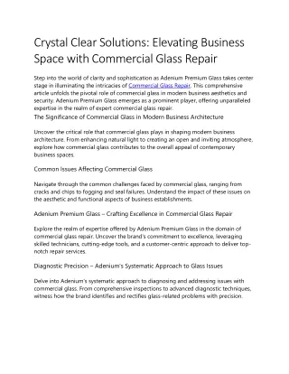 Elevating Business Space with Commercial Glass Repair