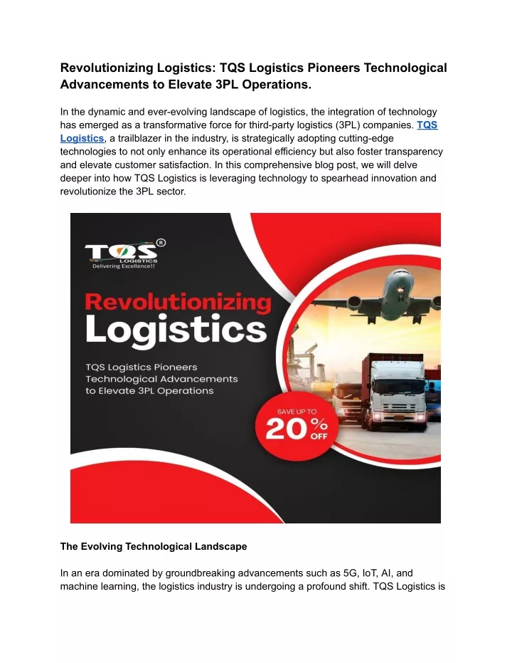 revolutionizing logistics tqs logistics pioneers