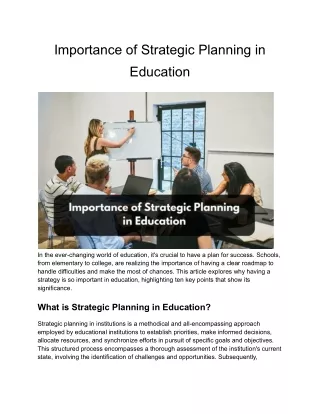 Importance of Strategic Planning in Education