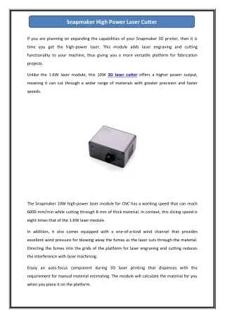 snapmaker high power laser cutter