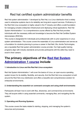 red hat certified system administrator benefits