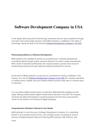 Software Development Company in USA