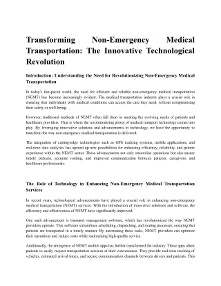 Transforming Non-Emergency Medical Transportation_ The Innovative Technological Revolution