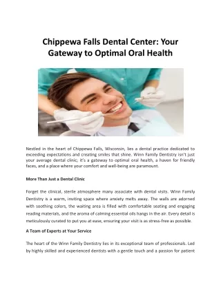 Chippewa Falls Dental Center Your Gateway to Optimal Oral Health
