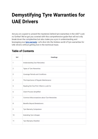 demystifying tyre warranties for uae drivers