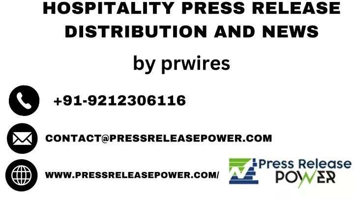 hospitality press release distribution and news