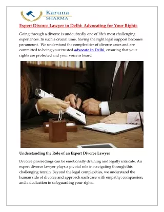 Expert Divorce Lawyer in Delhi Advocating for Your Rights