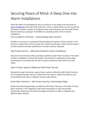 A Deep Dive into Alarm Installations