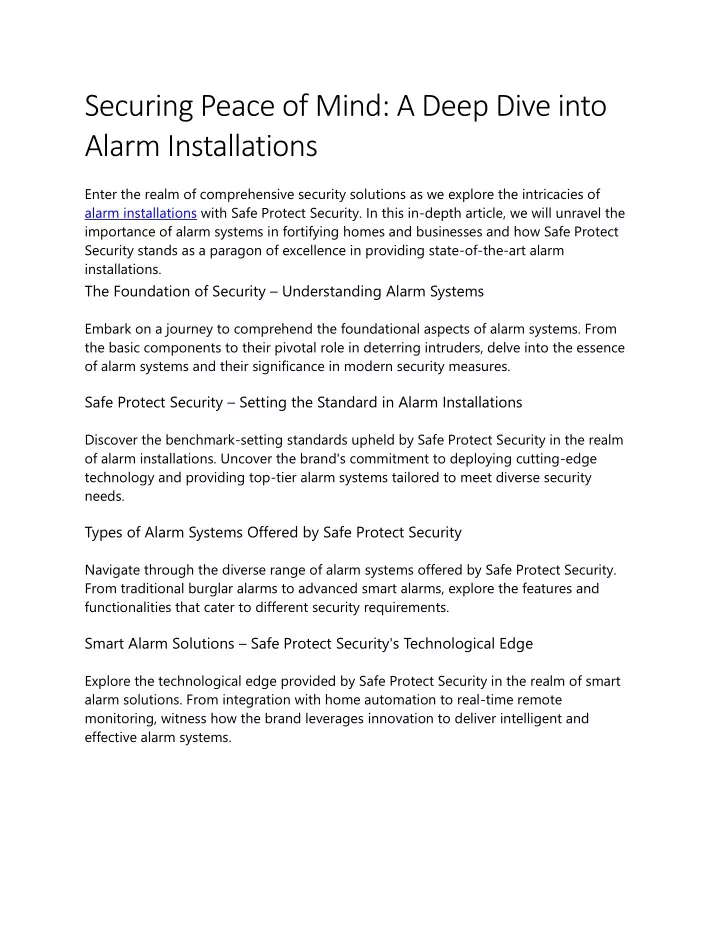 securing peace of mind a deep dive into alarm