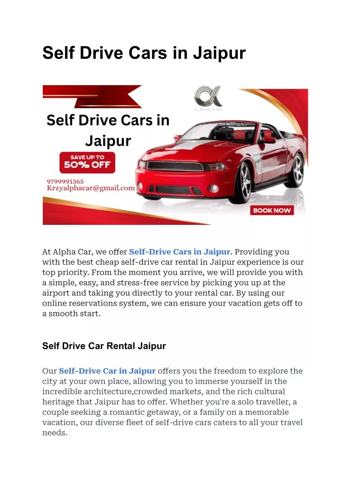 self drive cars in jaipur