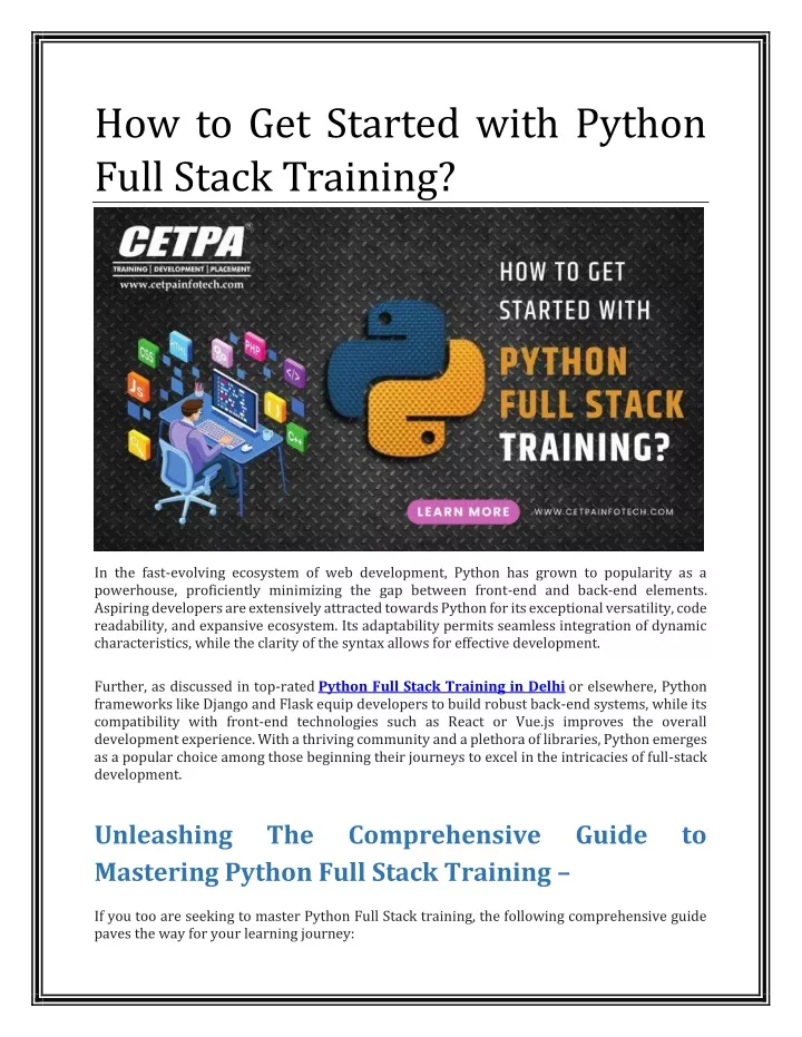 how to get started with python full stack training